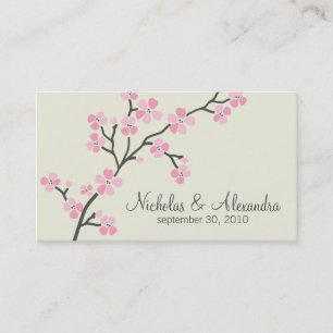 Cherry Blossom Wedding Visitekaartje (roze)