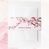 Cherry Blossom Wedding Voeg namen toe Roze Wit Uitnodigingen Wikkel