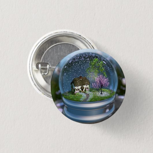 Cherry Blossom Wereldbol Button (Voorkant /achterkant)