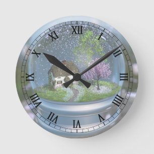 Cherry Blossom Wereldbol Clock Ronde Klok