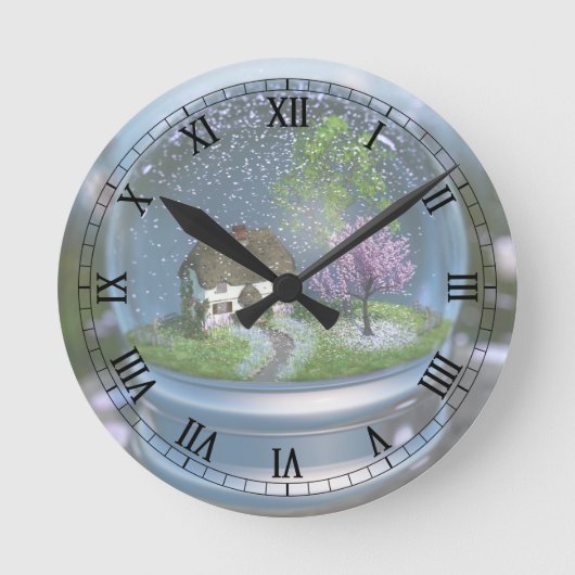 Cherry Blossom Wereldbol Clock Ronde Klok (Voorkant)