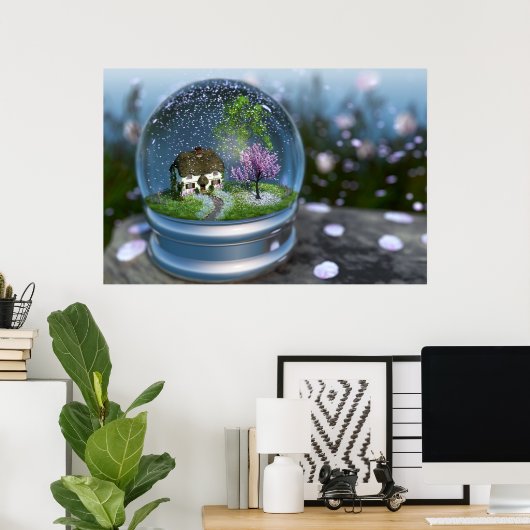 Cherry Blossom Wereldbol Print (Thuiskantoor)