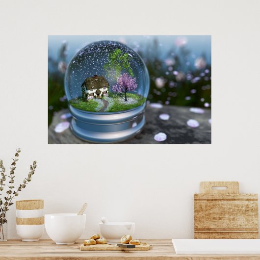 Cherry Blossom Wereldbol Print (Keuken)