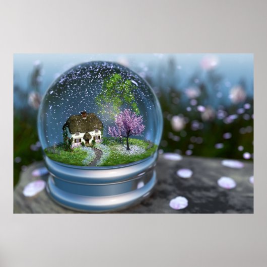 Cherry Blossom Wereldbol Print (Voorkant)