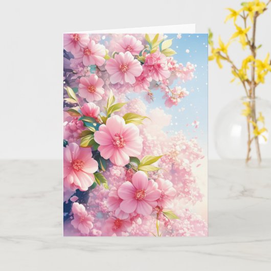 Cherry Blossom Whispers of Spring Kaart (Gele Bloem)