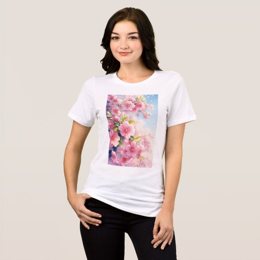 Cherry Blossom Whispers of Spring Tri-Blend Shirt (Voorkant volledig)