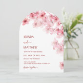  Cherry Blossom White Arched Wedding Kaart (Staand voorkant)