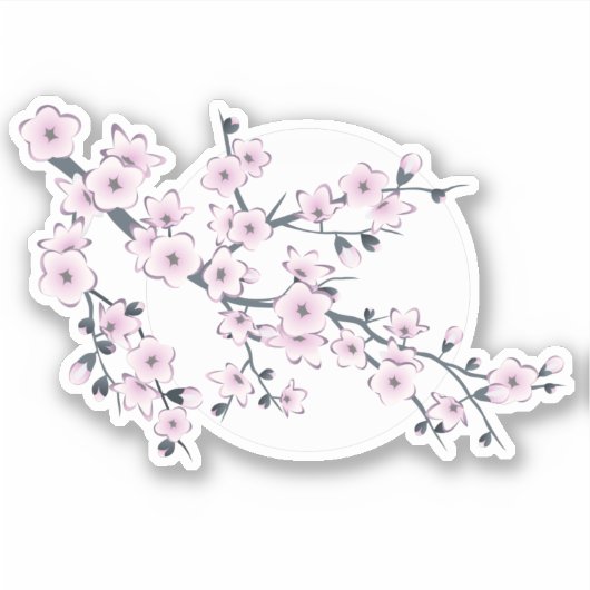 Cherry Blossom White Moon Sticker (Voorkant)