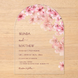 Cherry Blossom White  Wedding Acryl Uitnodigingen