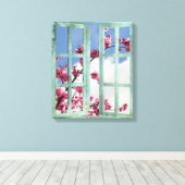 Cherry Blossom Window Scene Canvas Afdruk (Insitu (Houten vloer))