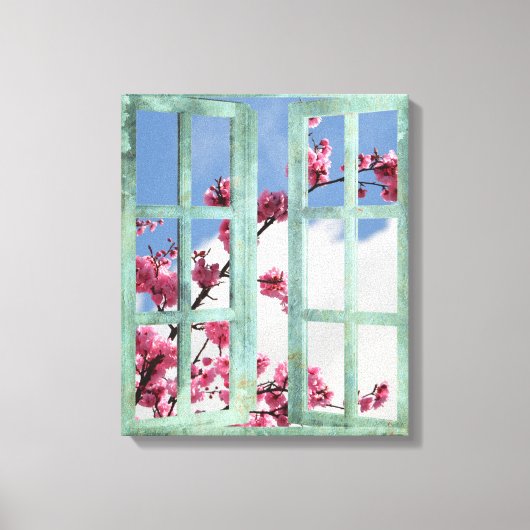 Cherry Blossom Window Scene Canvas Afdruk (Voorkant)