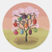 Cherry Blossom with oriental paper lanterns Ronde Sticker (Voorkant)