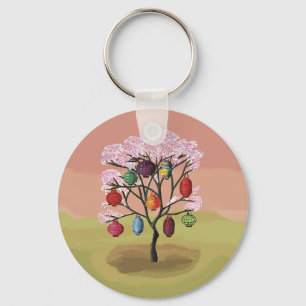 Cherry Blossom with oriental paper lanterns Sleutelhanger