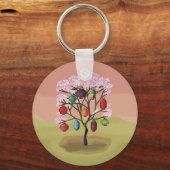 Cherry Blossom with oriental paper lanterns Sleutelhanger (Achterkant)
