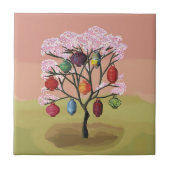 Cherry Blossom with oriental paper lanterns Tegeltje (Voorkant)