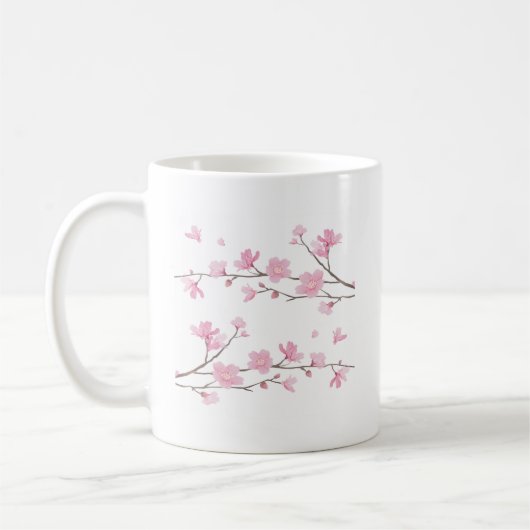 Cherry Blossom - Witte achtergrond Koffiemok (Links)