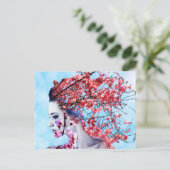 Cherry Blossom Woman Briefkaart (Staand voorkant)