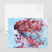 Cherry Blossom Woman Briefkaart (Voorkant / Achterkant)