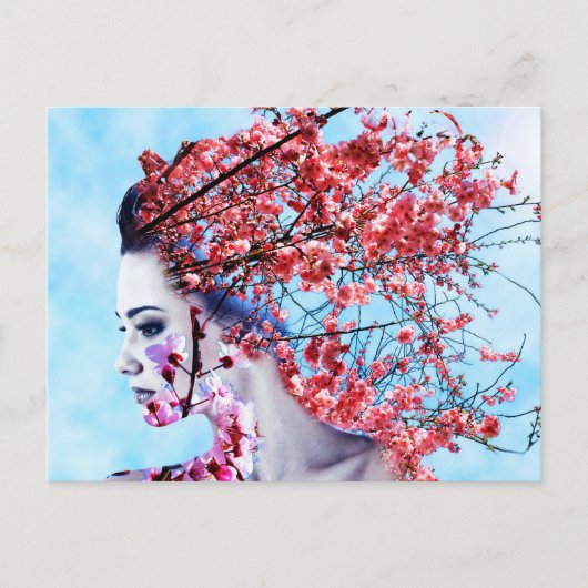 Cherry Blossom Woman Briefkaart (Voorkant)
