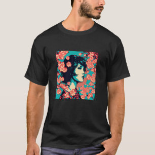  Cherry Blossom Woodblock Japanse grafische kaart T-shirt