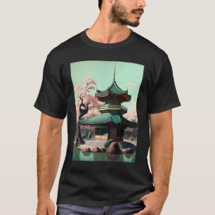  Cherry Blossom Woodblock Japanse grafische kaart T-shirt