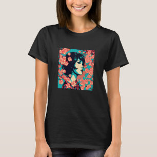 Cherry Blossom Woodblock Japanse grafische kaart T-shirt