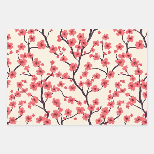 Cherry Blossom Wrapping Paper (Set van 3) (Voorkant)