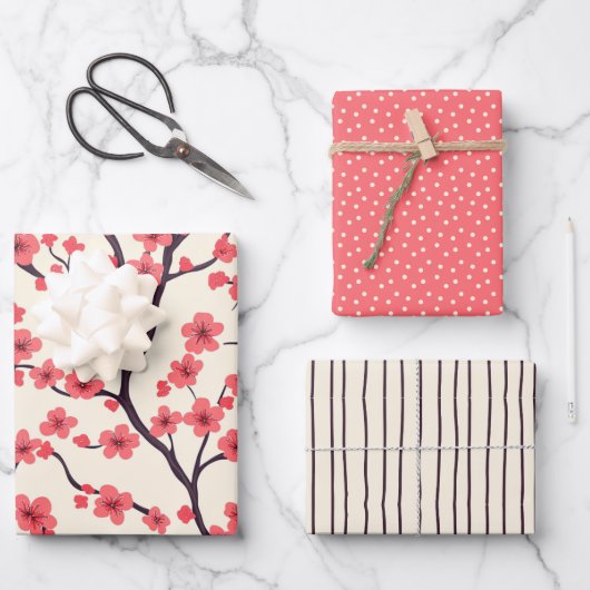 Cherry Blossom Wrapping Paper (Set van 3) (Voorkant)
