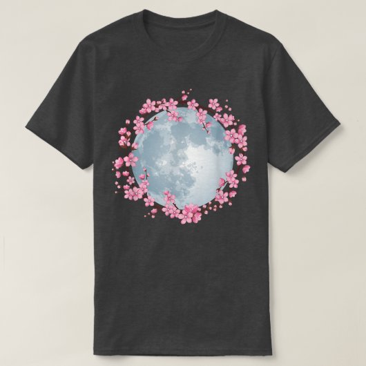 Cherry Blossom Wreath Full Moon Sakura Japanner T-shirt (Design voorkant)