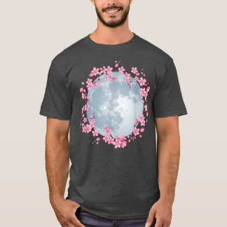 Cherry Blossom Wreath Full Moon Sakura Japanner T-shirt