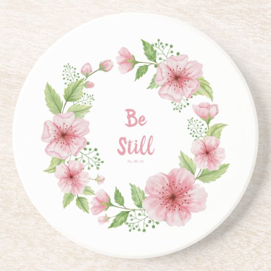 Cherry Blossom Wreath Scripture Zandsteen Onderzetter (Voorkant)