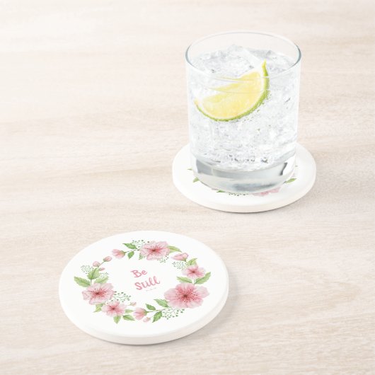 Cherry Blossom Wreath Scripture Zandsteen Onderzetter (Zijkant)