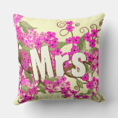 Cherry Blossom Yellow Pink Mrs Bride Pillow Kussen (Achterkant)
