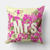 Cherry Blossom Yellow Pink Mrs Bride Pillow Kussen (Voorkant)