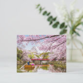 Cherry Blossom Zen Garden Sakura Painting Briefkaart (Staand voorkant)
