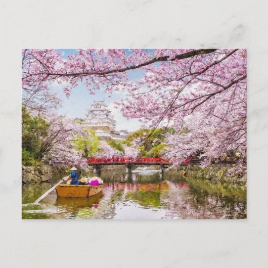 Cherry Blossom Zen Garden Sakura Painting Briefkaart (Voorkant)
