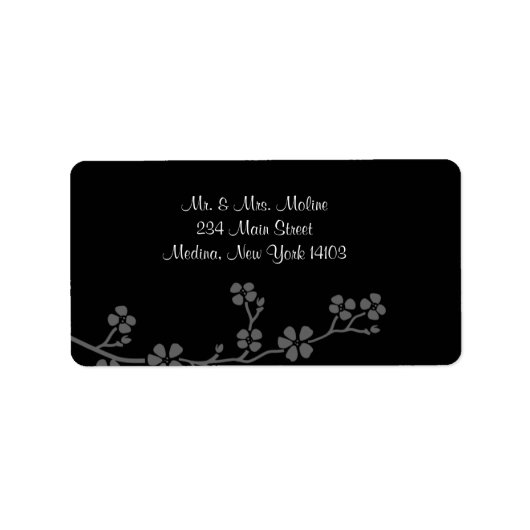 Cherry Blossom Zilver Bruiloft Bruids Retourlabel Etiket (Voorkant)