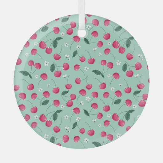 Cherry Blossom: Zomer Feestelijk Ontwerp Glas Ornament (Voorkant)