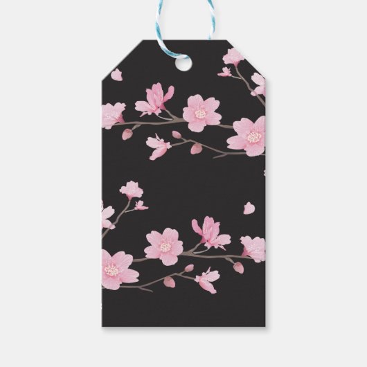 Cherry Blossom - zwart Cadeaulabel (Voorkant)