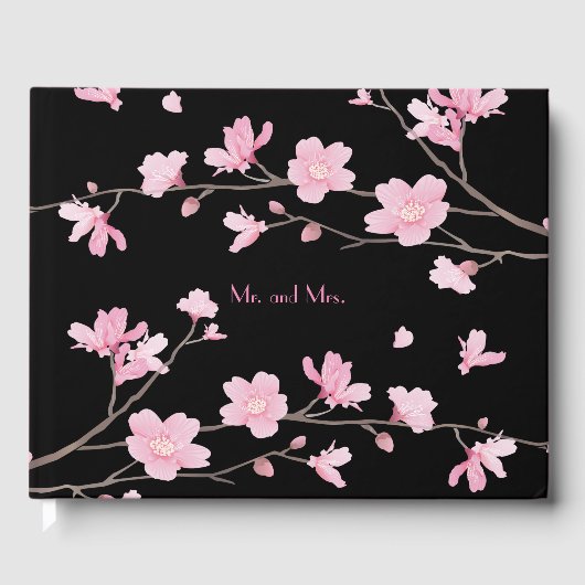 Cherry Blossom - zwart Gastenboek (Voorkant)
