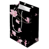 Cherry Blossom - zwart Medium Cadeauzakje (Voorkant Gekanteld)
