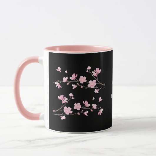 Cherry Blossom - zwart Mok (Links)