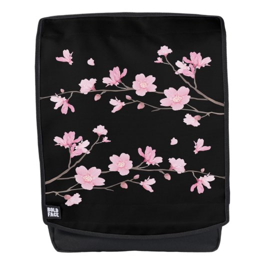 Cherry Blossom - zwart Rugtassen (Voorkant)