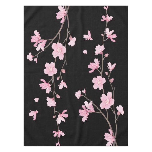 Cherry Blossom - zwart Tafelkleed (Voorkant)