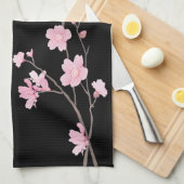 Cherry Blossom - zwart Theedoek (Quarter Fold)