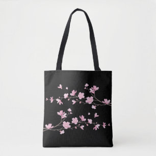 Cherry Blossom - zwart Tote Bag