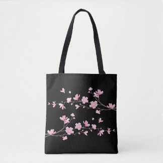 Cherry Blossom - zwart Tote Bag