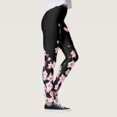 Cherry Blossom | Zwarte roze Floral Leggings (Rechts)