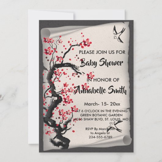  Cherry      BlossomBaby Shower Kaart (Voorkant)