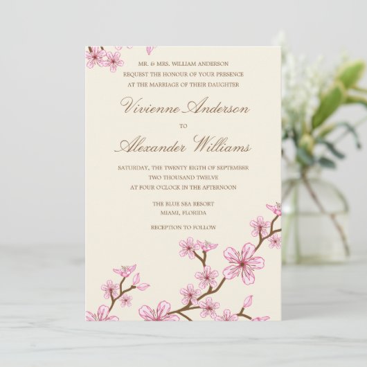 CHERRY BLOSSOMS | AFBEELDINGSINVITATIE KAART (Staand voorkant)